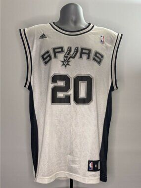 Manu Ginobli San Antonio Spurs #20 Jersey Adidas White Black Medium 1998- 99 NBA
